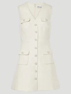 Tinsel Boucle Buttoned Mini Dress in Cream