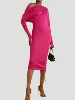 Tom Ford One-Shoulder Cashmere and Silk-Blend Midi Dress