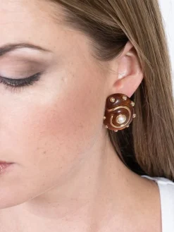 Tortoise Crystal Dot Snail Clip Earring