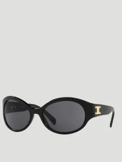 Triomphe Oversized Round-Frame Black Acetate Sunglasses