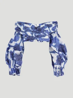 Trisha Floral Linen Crop Top