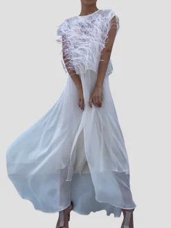 Tsubasa Feather Top in White
