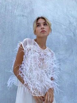 Tsubasa Feather Top in White