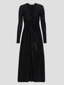 Twist Front Midi Dress in Black