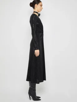 Twist Front Midi Dress in Black