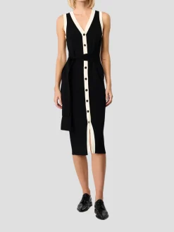 Victoria Sleeveless Front-Tie Midi Dress