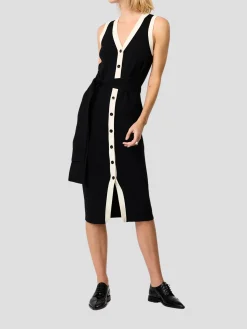 Victoria Sleeveless Front-Tie Midi Dress