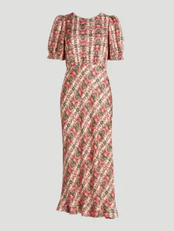 Vida Printed Silk Midi-Dress