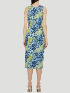 V-Neck Floral Sequin Shift Dress