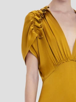 V-Neck Ruffle Midi Dress