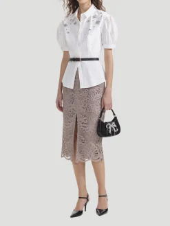 White Cotton Embellished Top
