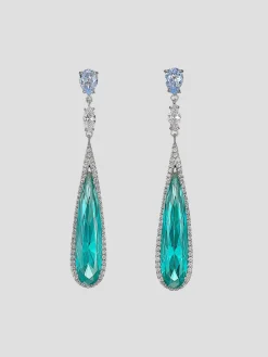 White Gold Paraiba Shard Earrings