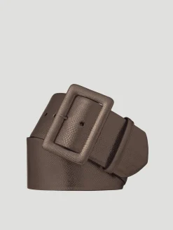 Wide Karung Belt with Covered Buckle in Brown