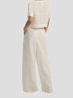 Wide Leg Linen Pant in White