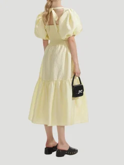 Yellow Jacquard Midi Dress