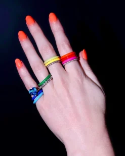 Yellow Unicorn Rainbow Enamel Stacking Ring